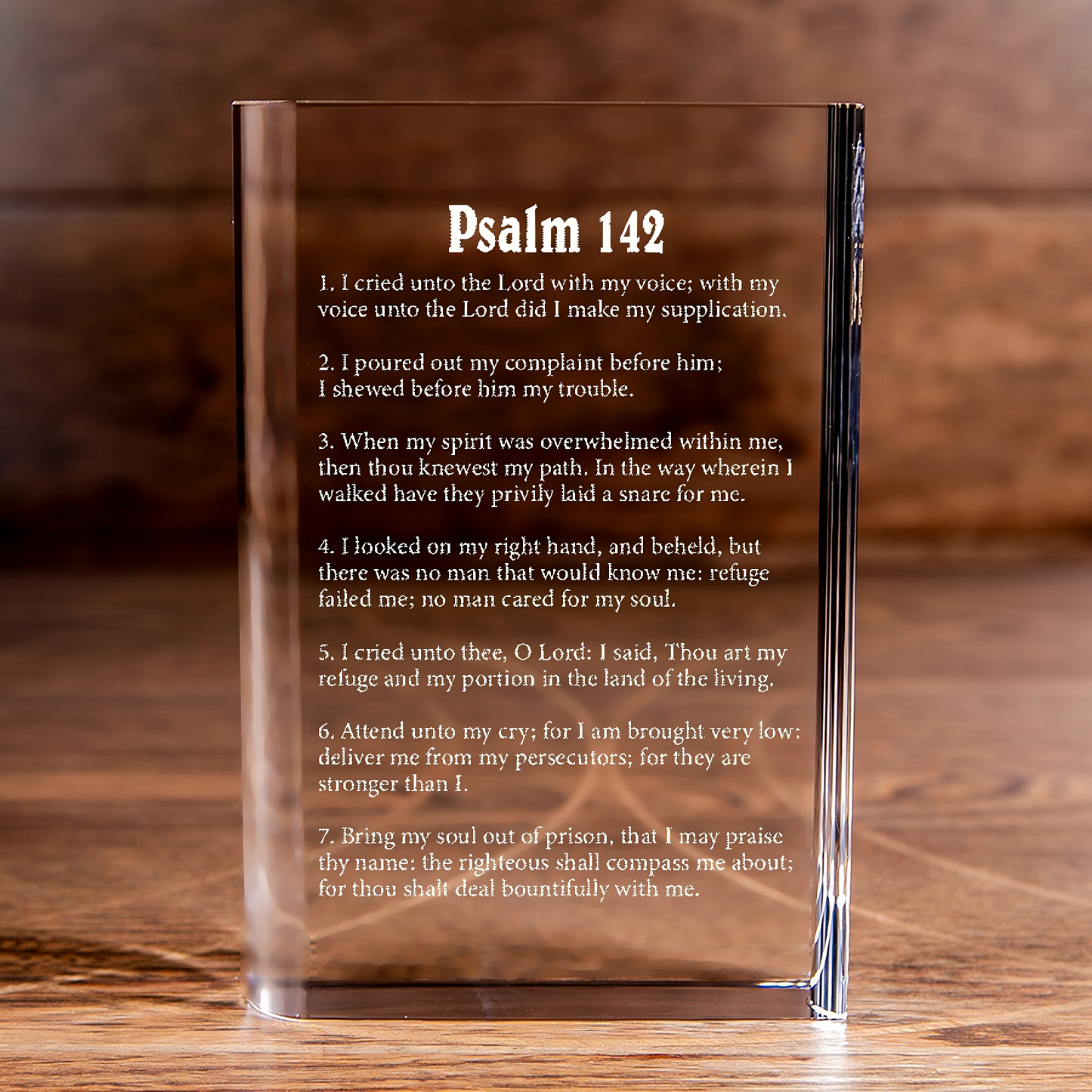 Psalm 142 Laser Engraved Crystal Book - Elegant Religious Gift for Devoted Believers Christian Gift-Express Your Love Gifts