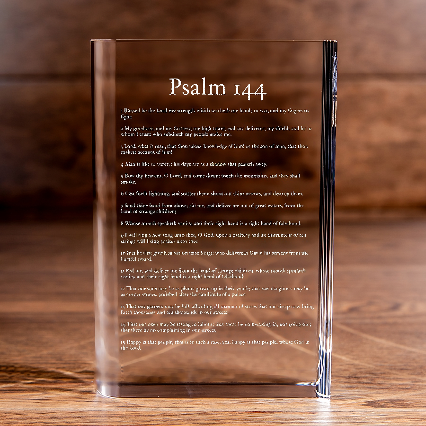 Psalm 144 Laser Engraved Crystal Book - Elegant Religious Gift for Devoted Believers Christian Gift-Express Your Love Gifts