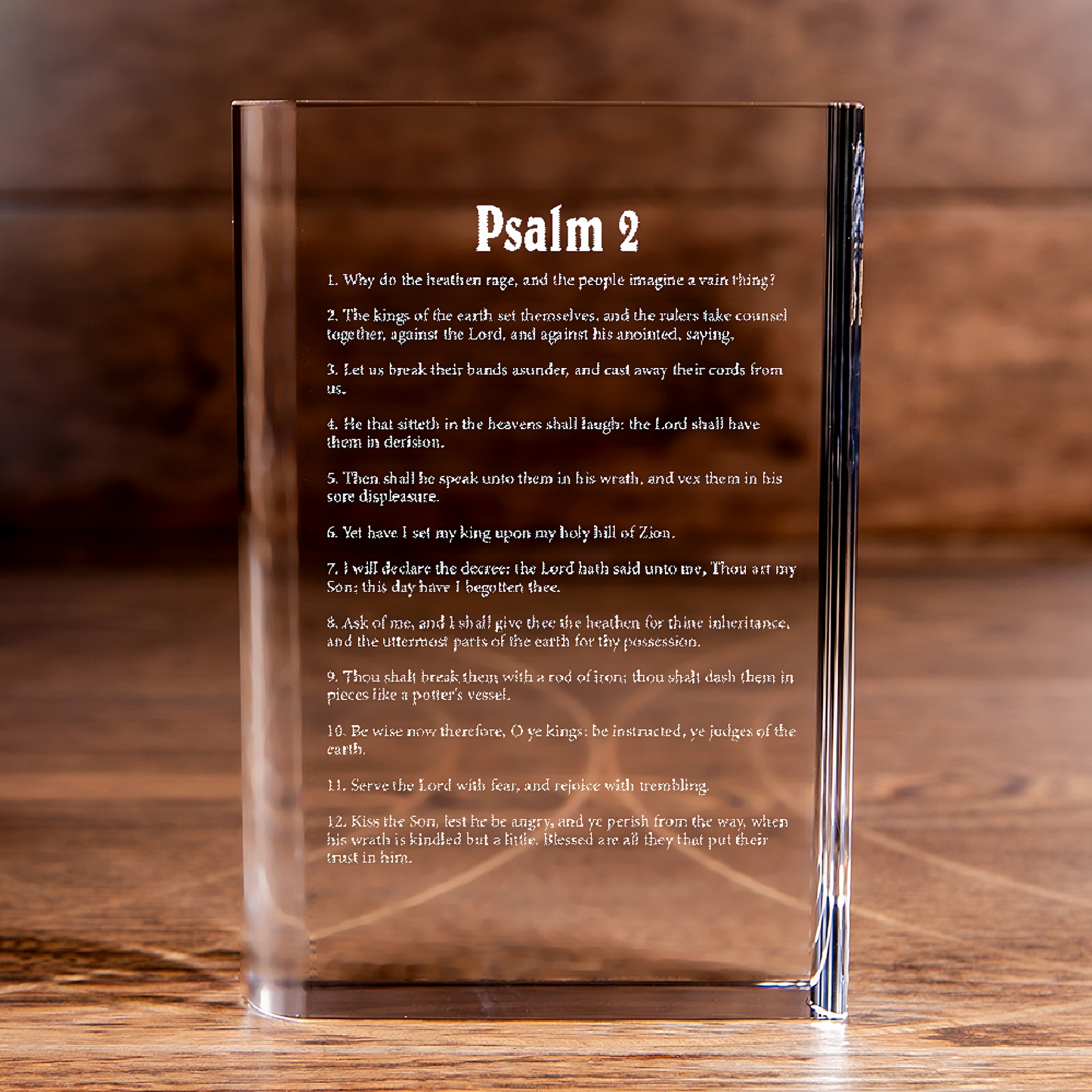 Psalm 2 Laser Engraved Crystal Book - Elegant Religious Gift for Devoted Believers Christian Gift-Express Your Love Gifts