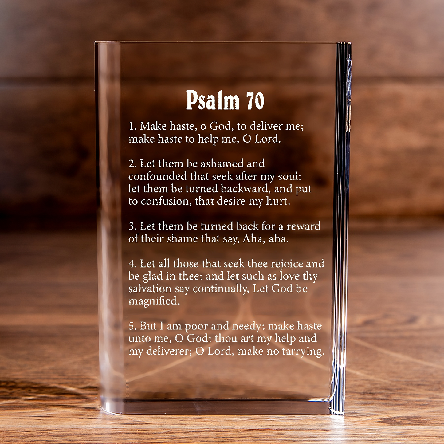Psalm 70 Laser Engraved Crystal Book - Elegant Religious Gift for Devoted Believers Christian Gift-Express Your Love Gifts