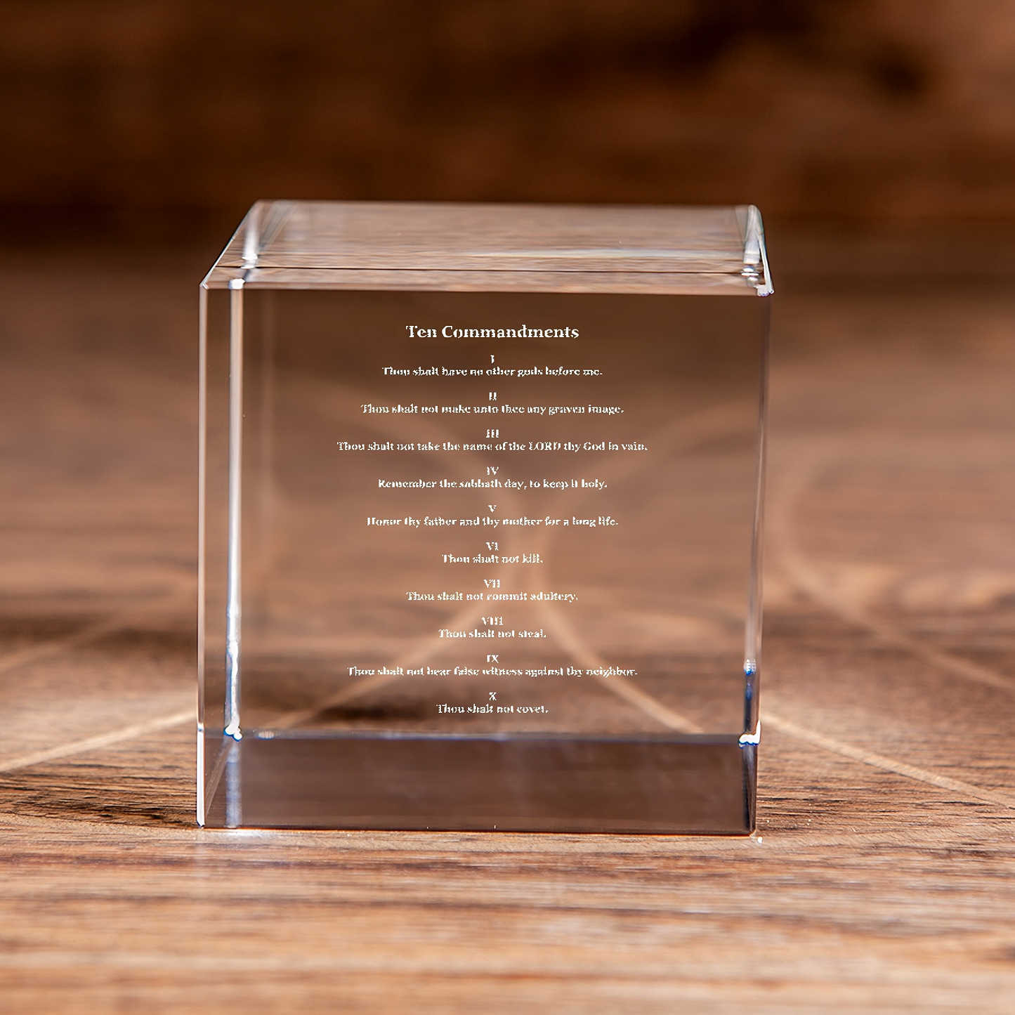 Ten Commandments Square Cut Crystal Cube Christian Gift-Express Your Love Gifts
