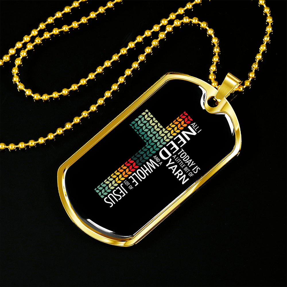 All I Need Jesus Necklace Stainless Steel or 18k Gold Dog Tag 24" Chain-Express Your Love Gifts