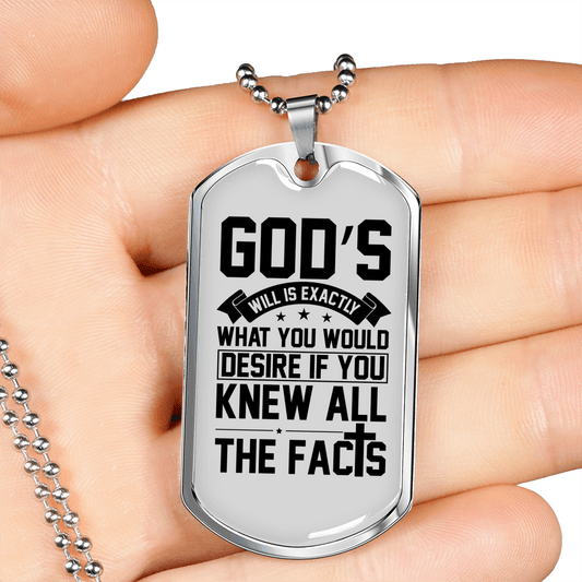 All The Facts Necklace Stainless Steel or 18k Gold Dog Tag 24" Chain-Express Your Love Gifts