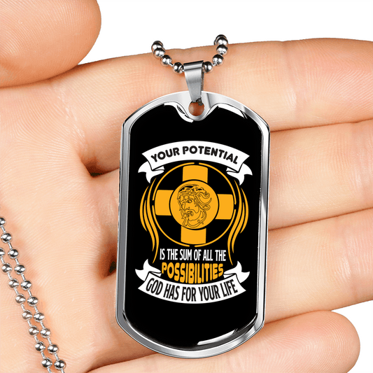 All The Possibilities Necklace Stainless Steel or 18k Gold Dog Tag 24" Chain-Express Your Love Gifts