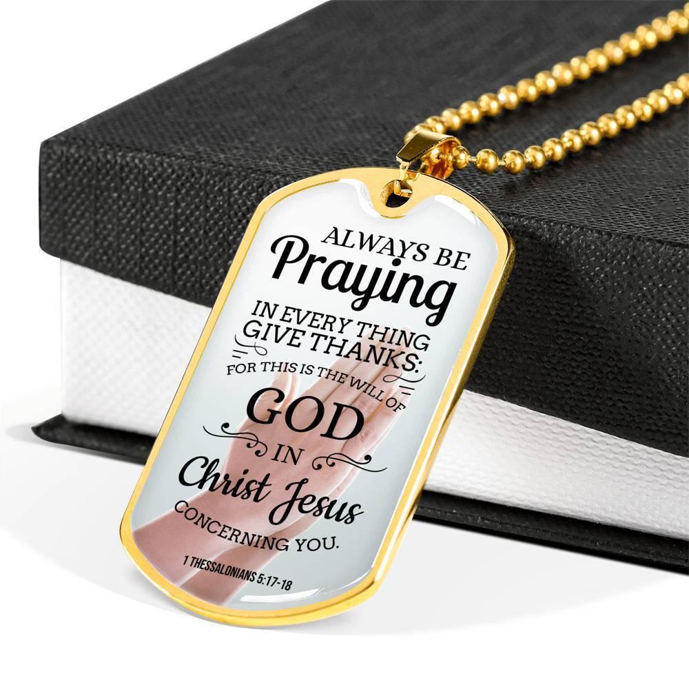 Always Praying Bible Necklace Stainless Steel or 18k Gold Dog Tag 24" Chain-Express Your Love Gifts