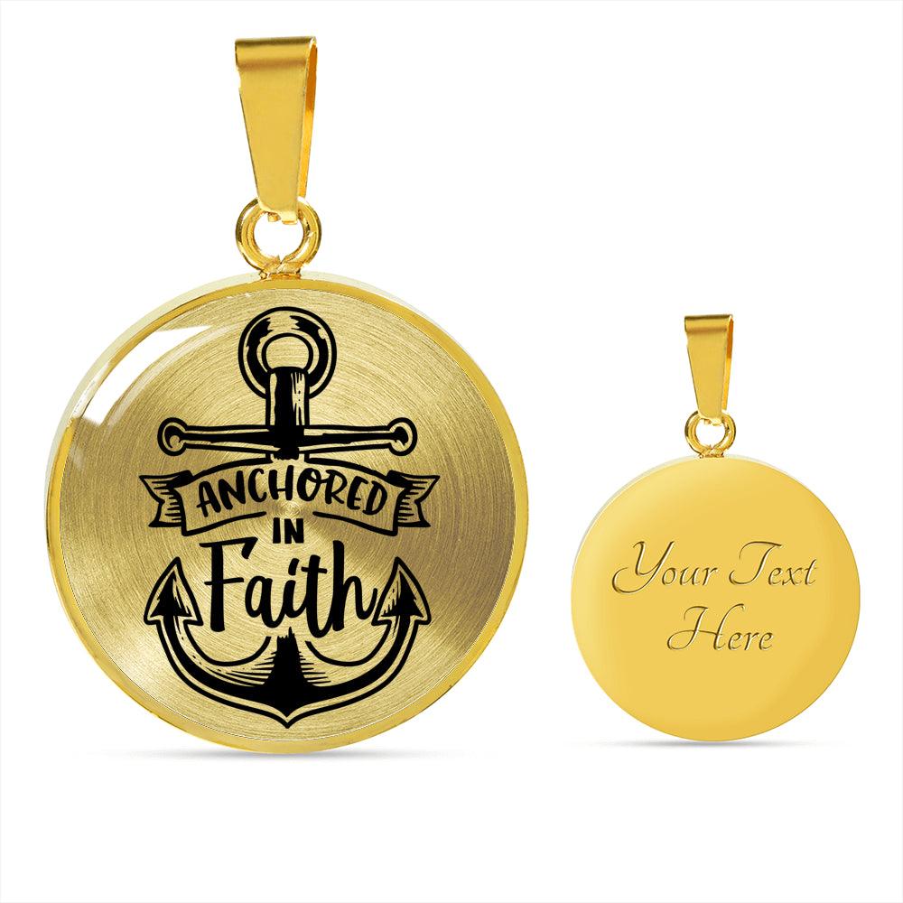 Anchored In Faith Necklace Stainless Steel or 18k Gold Circle Pendant 18-22"-Express Your Love Gifts
