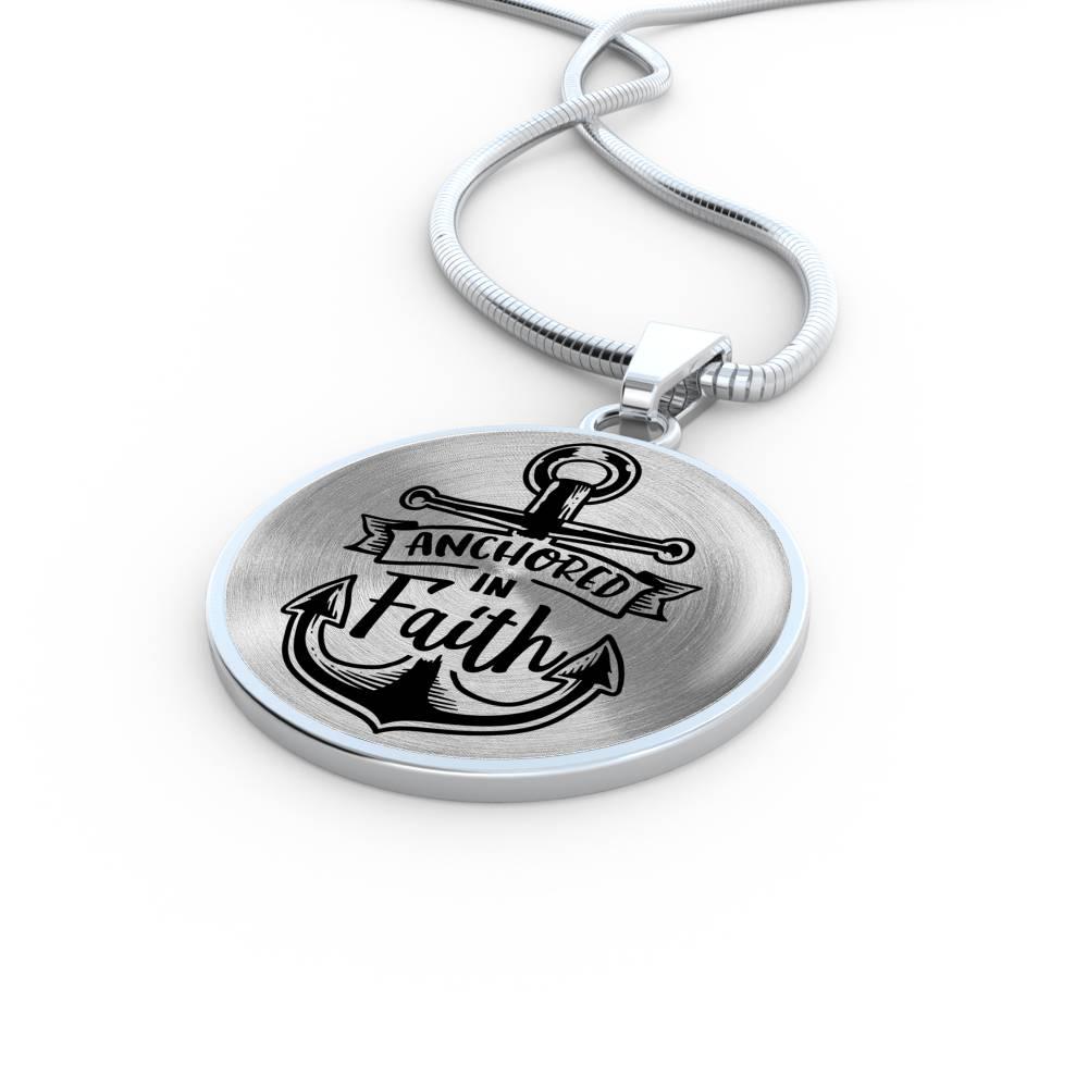 Anchored In Faith Necklace Stainless Steel or 18k Gold Circle Pendant 18-22"-Express Your Love Gifts