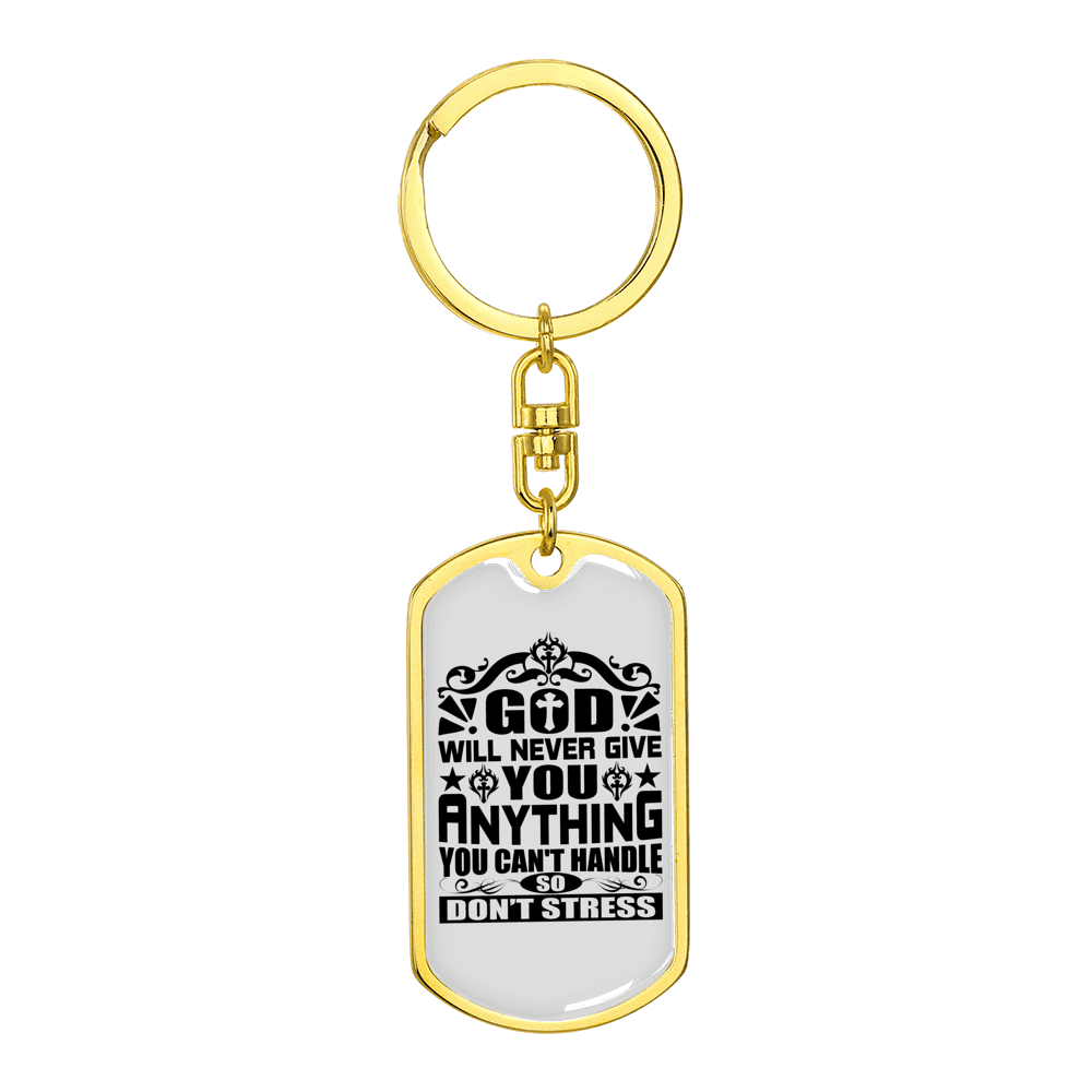Anything You Can't Handle Stainless Steel or 18k Gold Premium Swivel Dog Tag Keychain