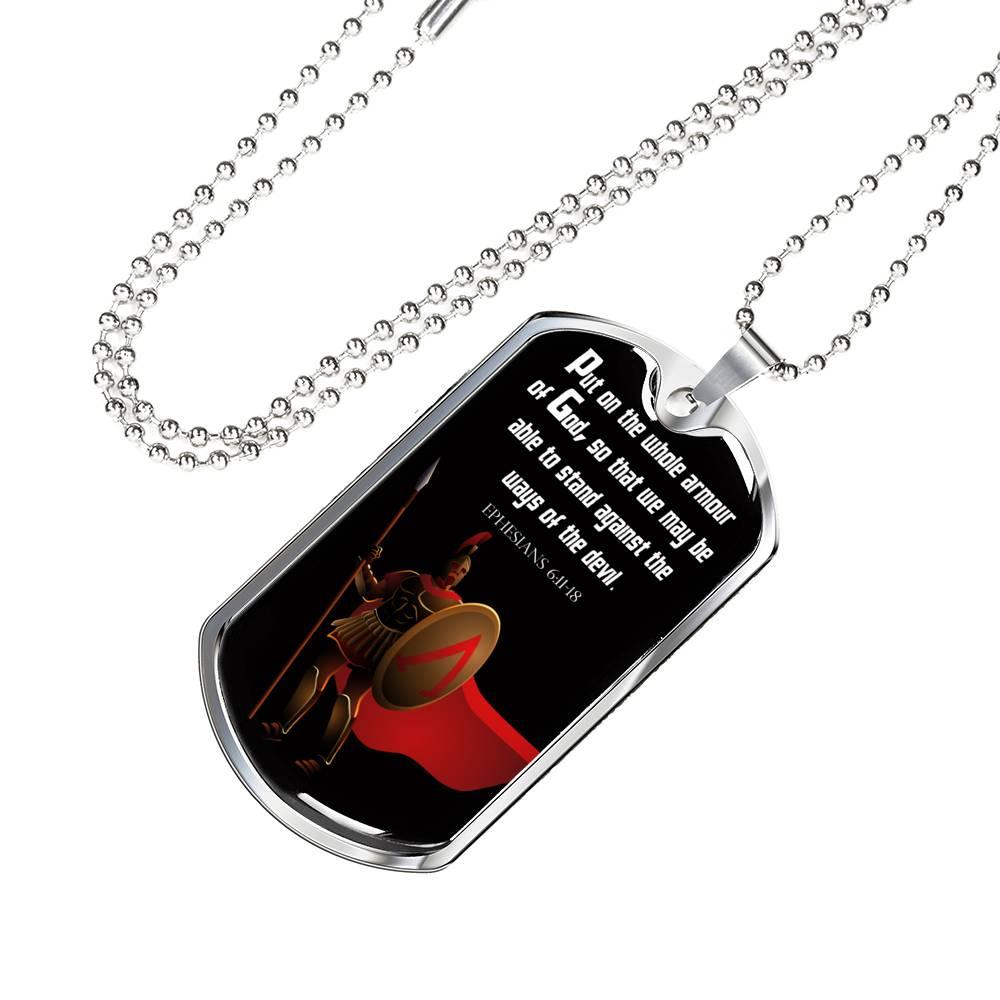 Armour Of God Stainless Steel or 18k Gold Dog Tag 24" Chain-Express Your Love Gifts