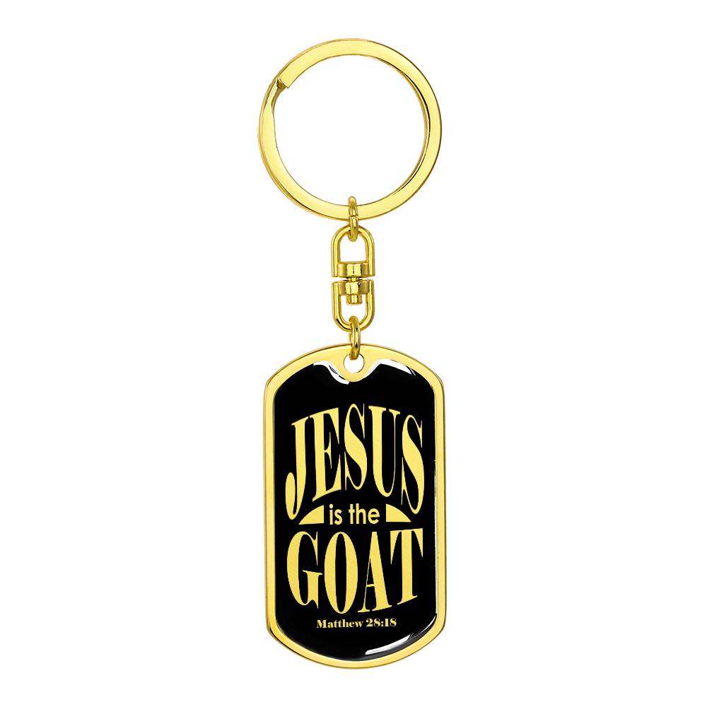 Jesus is the GOAT Matthew 28.18 Swivel Keychain Stainless Steel or 18k Gold Dog Tag
