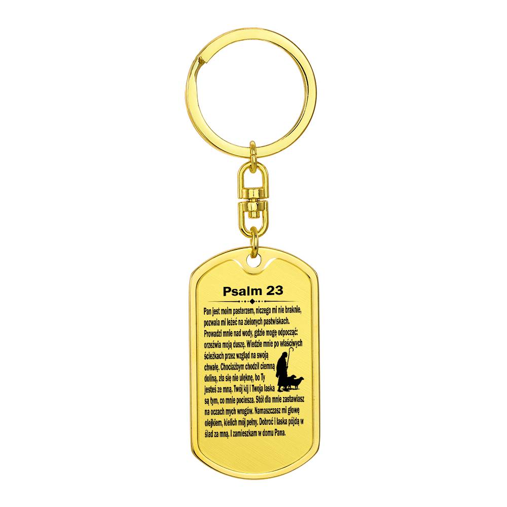 Psalm 23 Polish Psalm Dawida Bible Keychain Stainless Steel or 18k Gold Dog Tag