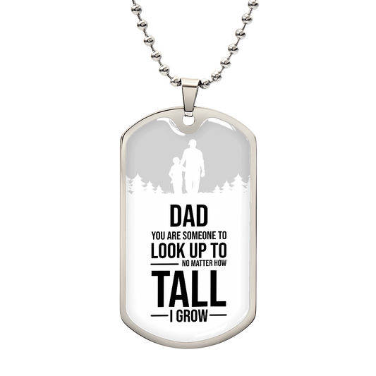 Dad You Are Someone Necklace Stainless Steel or 18k Gold Dog Tag w 24" Chain
