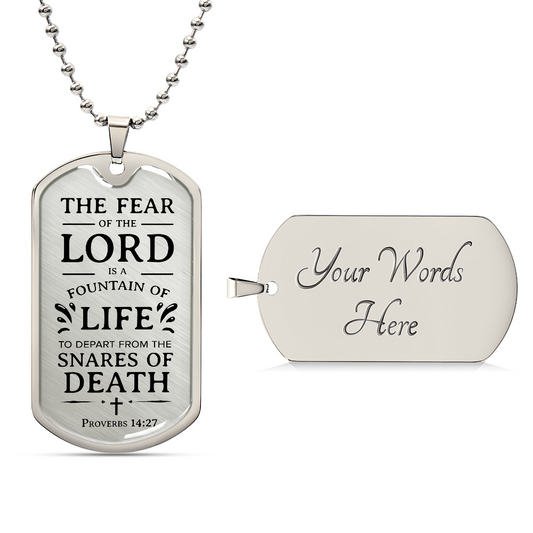 Fear of the Lord Necklace Stainless Steel or 18k Gold Dog Tag w 24" Chain