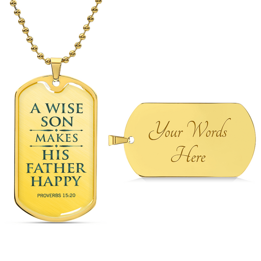Gift to Son Necklace Stainless Steel or 18k Gold Dog Tag w 24" Chain