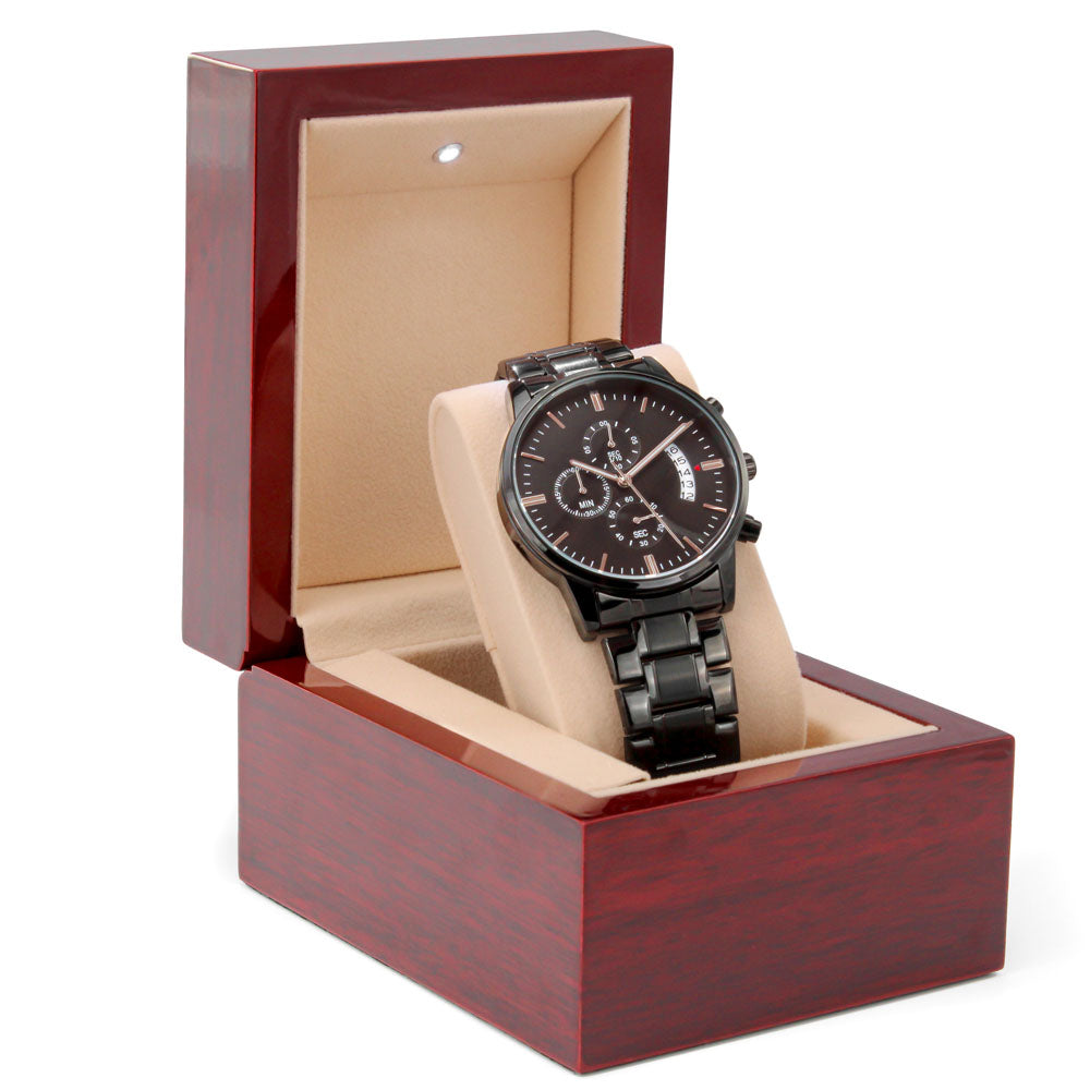 Believe Engraved Bible Verse Men's Watch Multifunction Stainless Steel W Copper Dial
