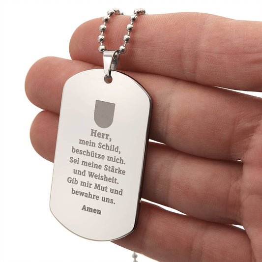Polizeibeamter German Police Officer Prayer Engraved Dog Tag Bible Necklace Stainless Steel or 18k Gold w 24" Chain