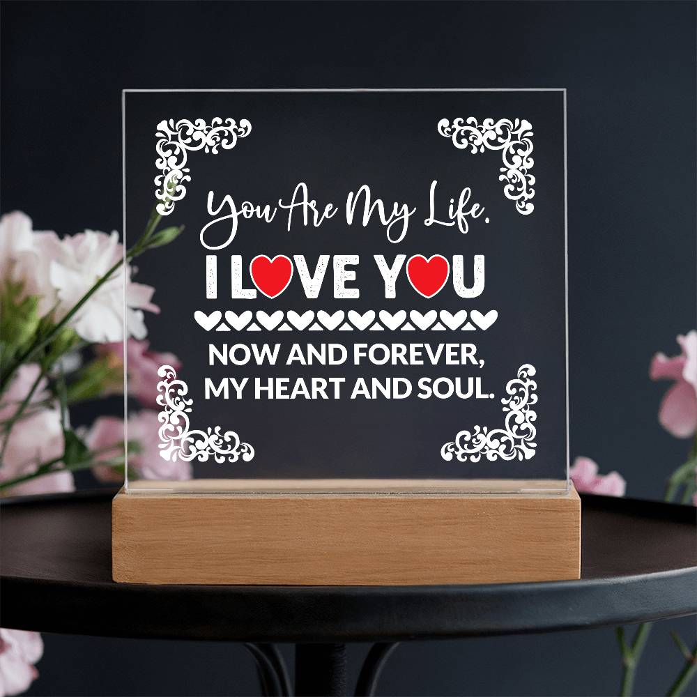 You Are My Life Printed Square Shaped Acrylic Plaque