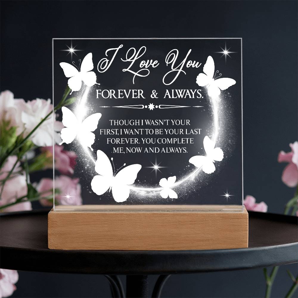 Butterfly Love Printed Square Shaped Acrylic Plaque