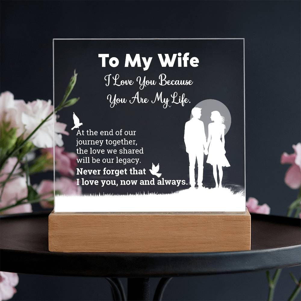 I Love You Because Printed Square Shaped Acrylic Plaque