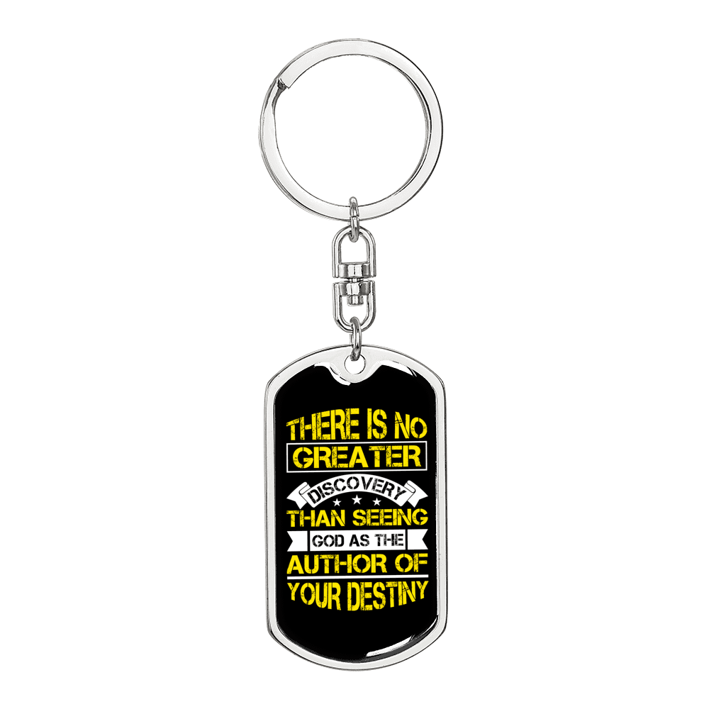 Author Of Your Destiny Keychain Stainless Steel or 18k Gold Dog Tag Keyring-Express Your Love Gifts