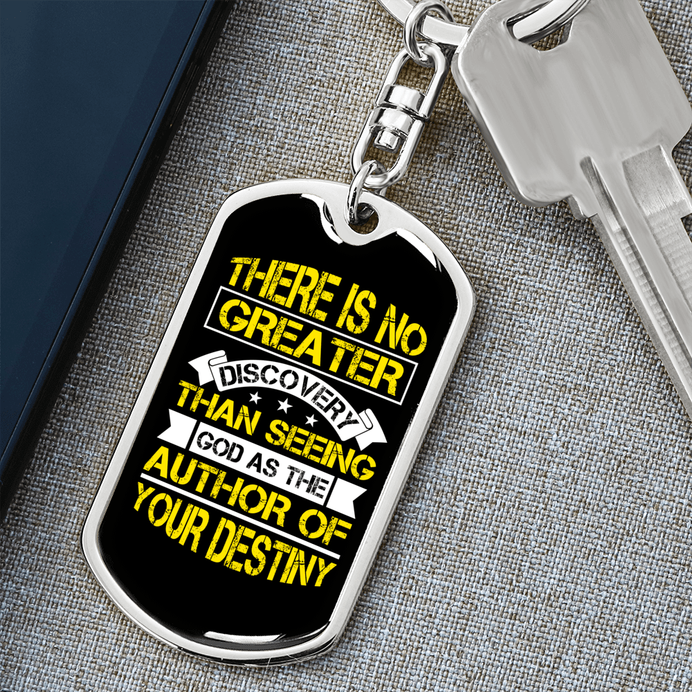 Author Of Your Destiny Keychain Stainless Steel or 18k Gold Dog Tag Keyring-Express Your Love Gifts