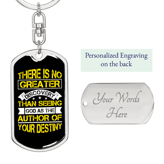Author Of Your Destiny Keychain Stainless Steel or 18k Gold Dog Tag Keyring-Express Your Love Gifts