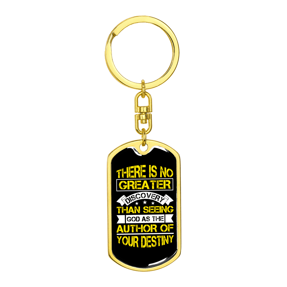Author Of Your Destiny Stainless Steel or 18k Gold Premium Swivel Dog Tag Keychain