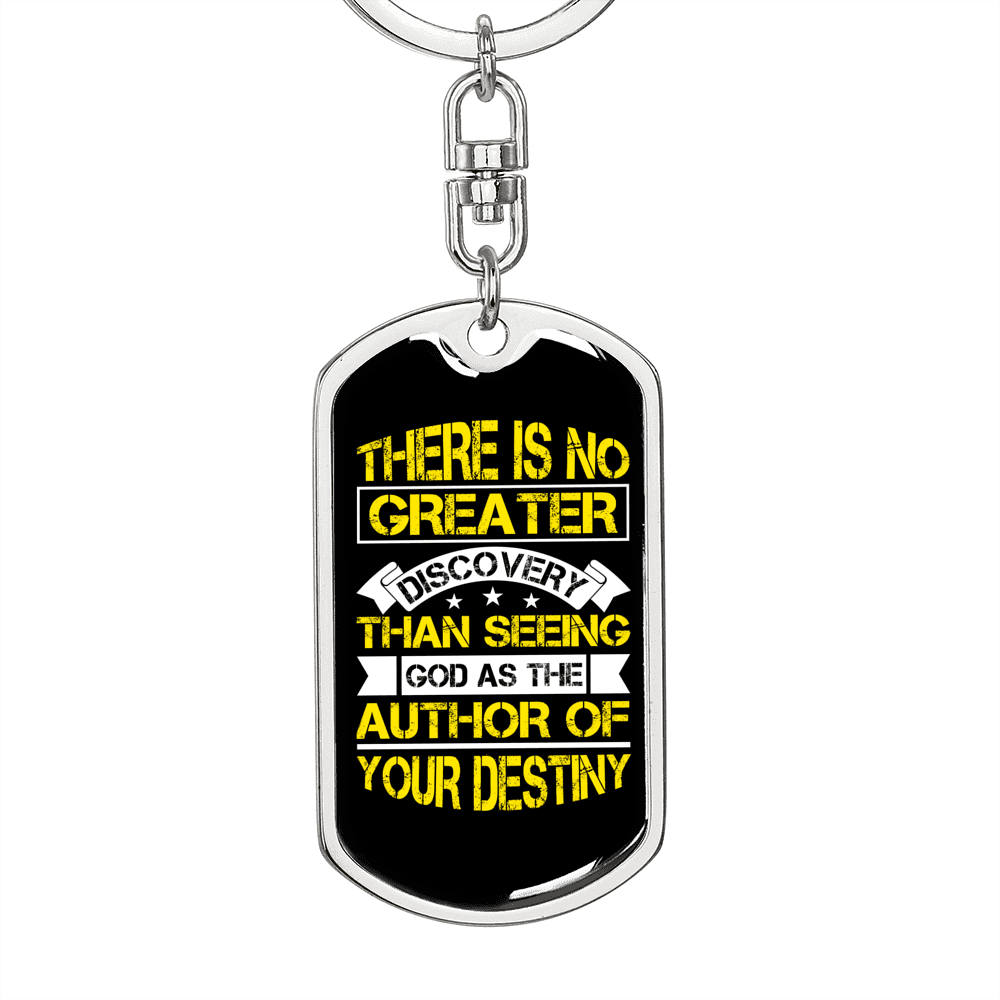 Author Of Your Destiny Keychain Stainless Steel or 18k Gold Dog Tag Keyring-Express Your Love Gifts