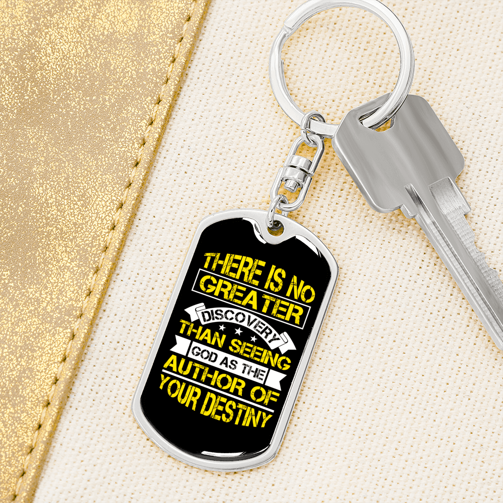 Author Of Your Destiny Keychain Stainless Steel or 18k Gold Dog Tag Keyring-Express Your Love Gifts