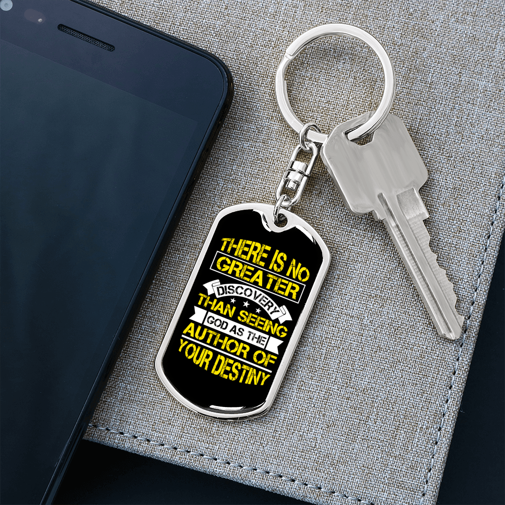 Author Of Your Destiny Keychain Stainless Steel or 18k Gold Dog Tag Keyring-Express Your Love Gifts