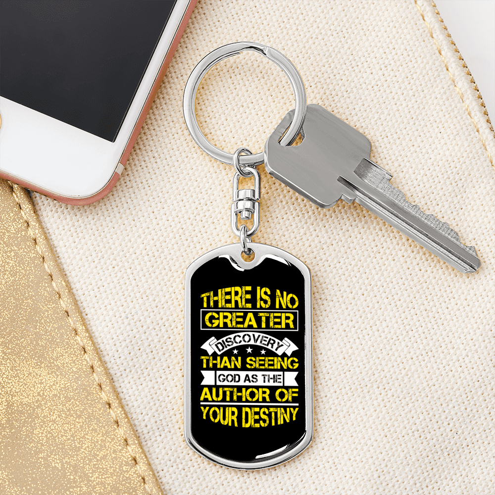 Author Of Your Destiny Keychain Stainless Steel or 18k Gold Dog Tag Keyring-Express Your Love Gifts
