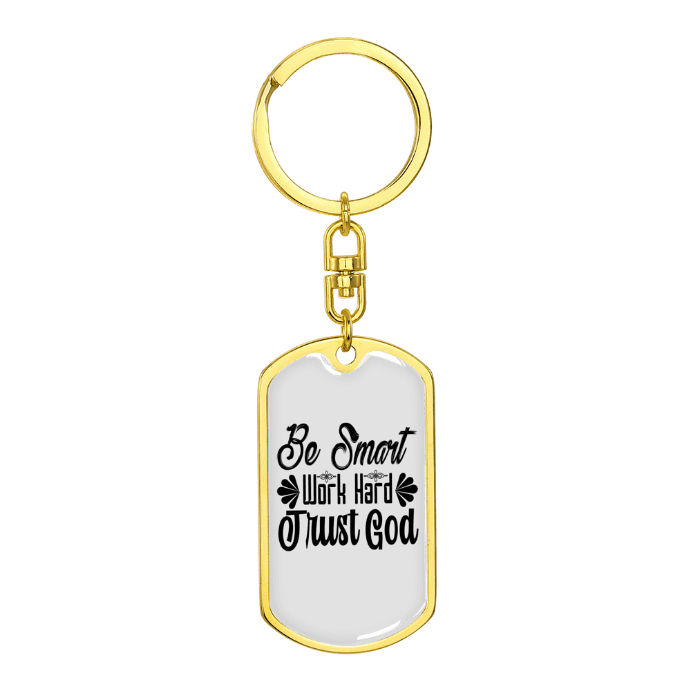 Be Smart Stainless Steel or 18k Gold Premium Swivel Dog Tag Keychain