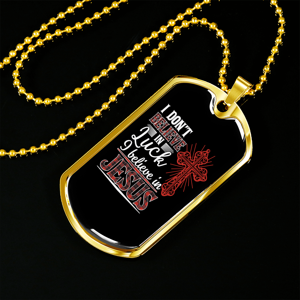 Believe In Jesus Necklace Stainless Steel or 18k Gold Dog Tag 24" Chain-Express Your Love Gifts