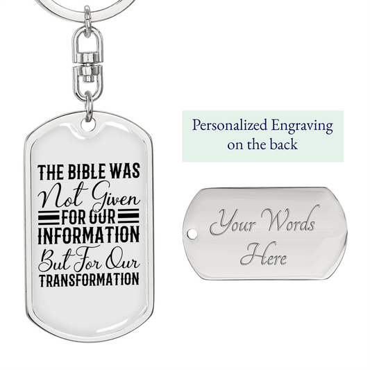 Bible Transformation Keychain Stainless Steel or 18k Gold Dog Tag Keyring-Express Your Love Gifts