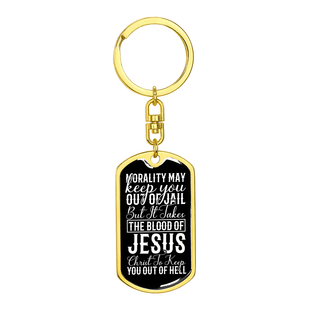 Blood Of Jesus Christ Stainless Steel or 18k Gold Premium Swivel Dog Tag Keychain