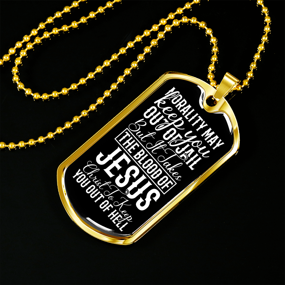 Blood Of Jesus Christ Necklace Stainless Steel or 18k Gold Dog Tag 24" Chain-Express Your Love Gifts