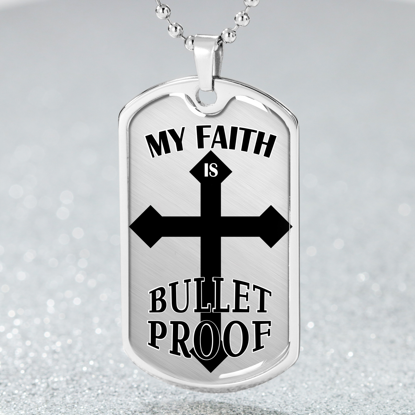 Bulletproof Faith Ephesians Necklace Stainless Steel or 18k Gold Dog Tag 24" Chain - Express Your Love Gifts