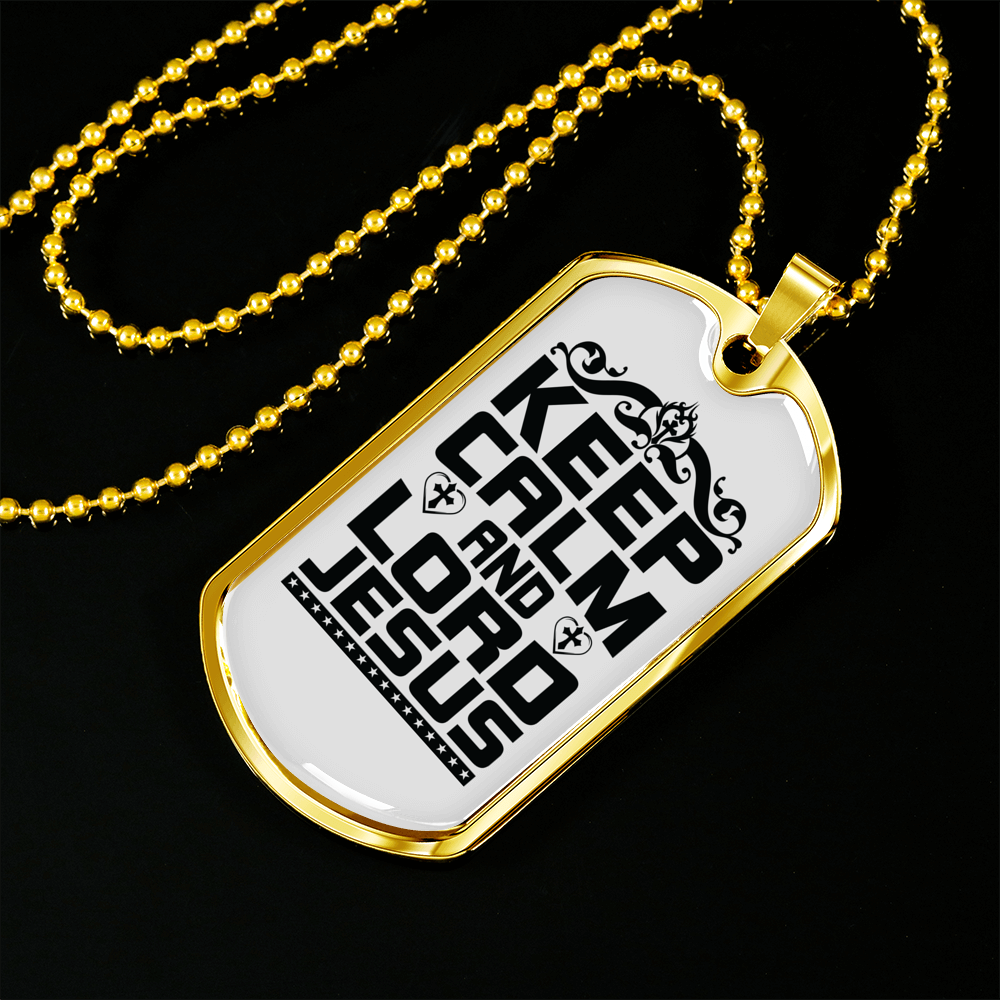 Calm And Lord Jesus Necklace Stainless Steel or 18k Gold Dog Tag 24" Chain-Express Your Love Gifts