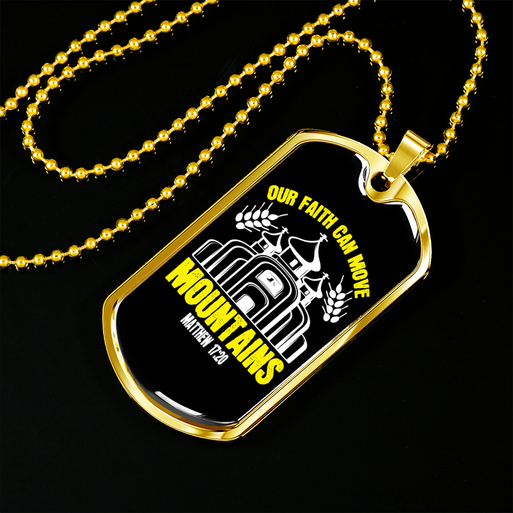 Can Move Mountains Matthew 17:20 Necklace Stainless Steel or 18k Gold Dog Tag 24-Express Your Love Gifts