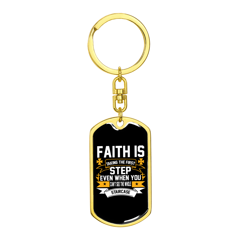 Cant See The Whole Staircase Stainless Steel or 18k Gold Premium Swivel Dog Tag Keychain