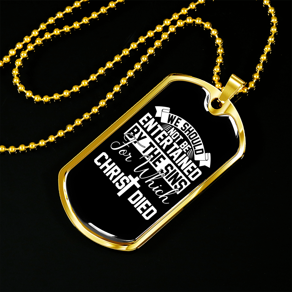 Christ Died Necklace Stainless Steel or 18k Gold Dog Tag 24" Chain-Express Your Love Gifts