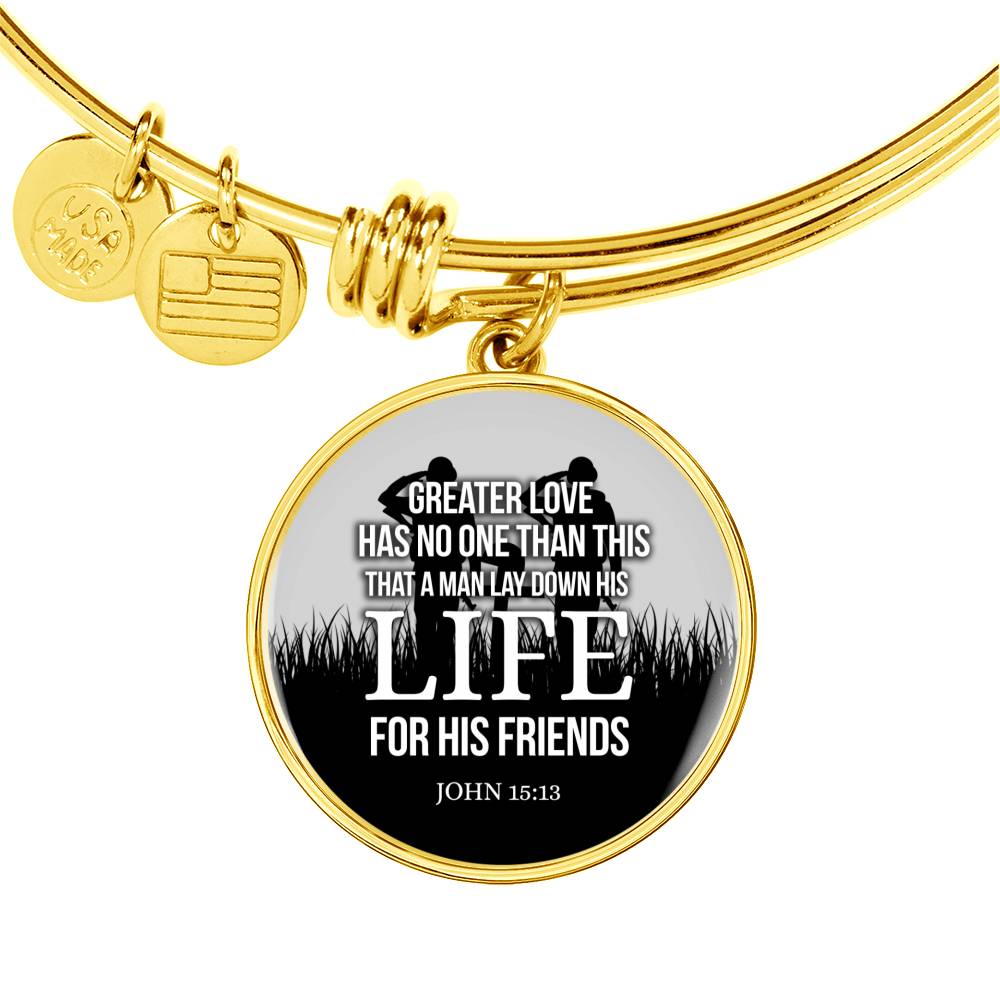 Christian John 15:13 Greater Love Circle Bangle Bracelet Stainless Steel or 18k Gold" - Express Your Love Gifts