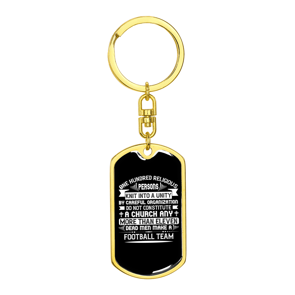Church Football Team Stainless Steel or 18k Gold Premium Swivel Dog Tag Keychain