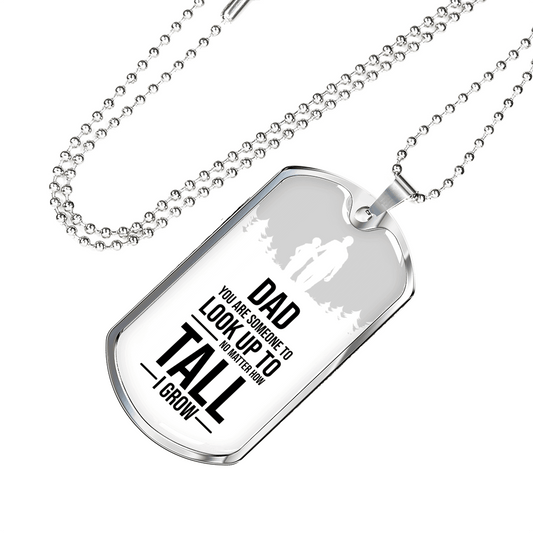Dad You Are Someone Necklace Stainless Steel or 18k Gold Dog Tag w 24" Chain