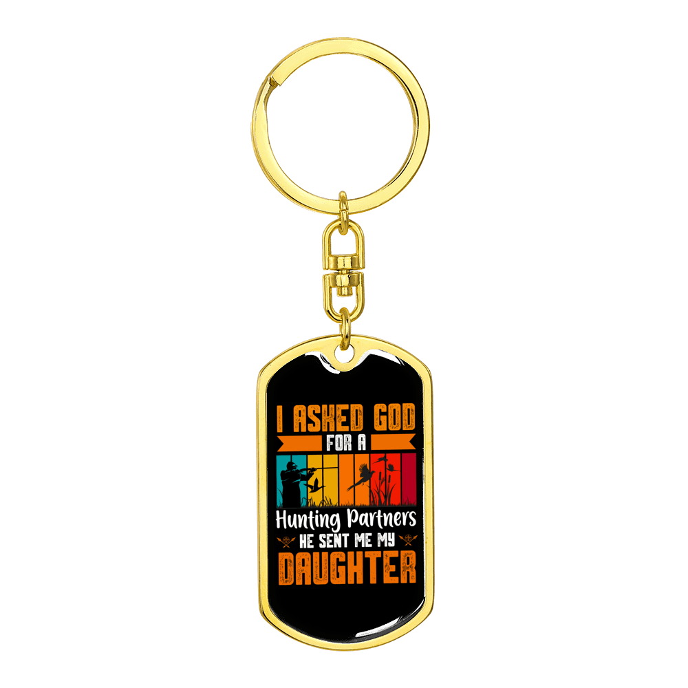 Daughter From God Stainless Steel or 18k Gold Premium Swivel Dog Tag Keychain