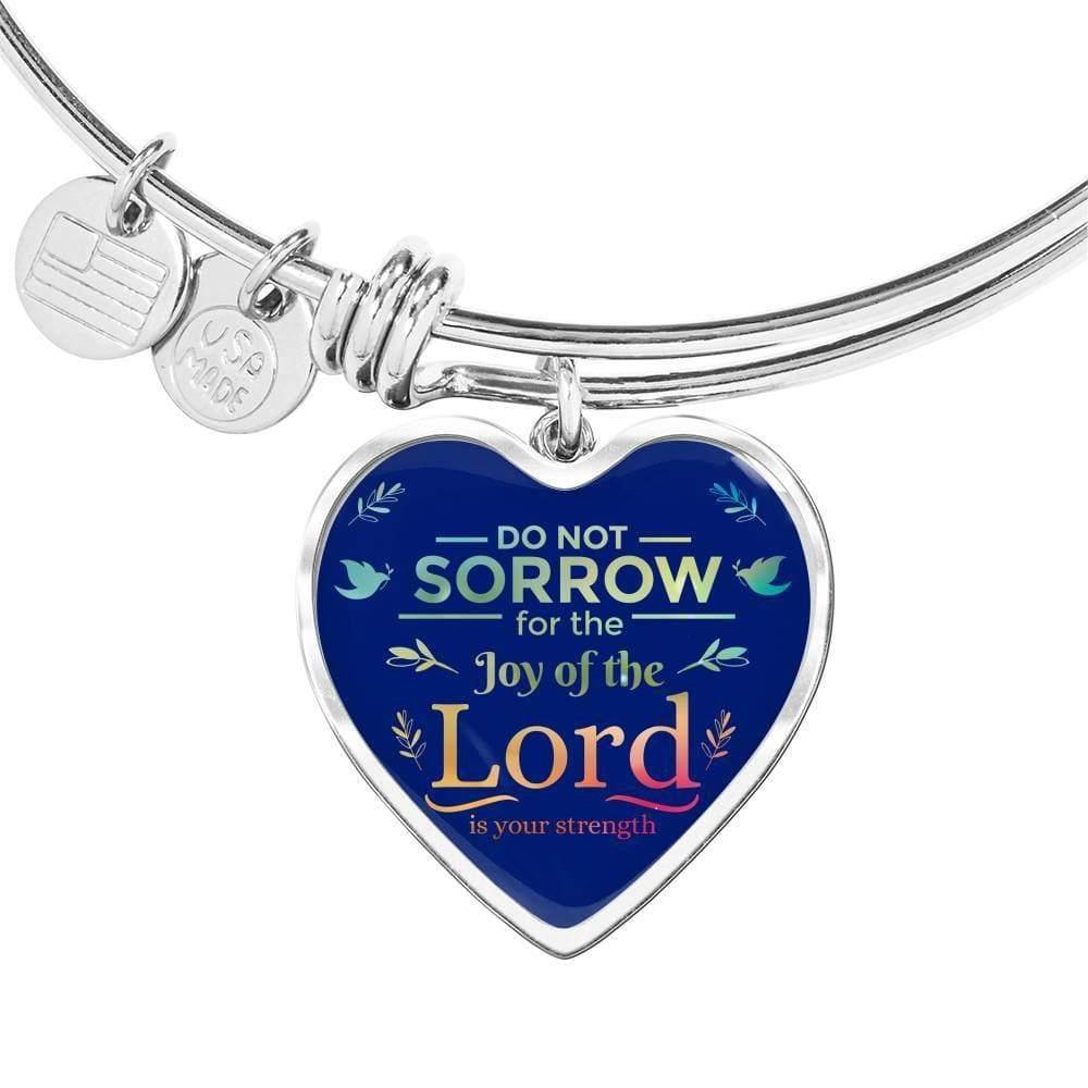 Do Not Sorrow Stainless Steel or 18k Gold Heart Bangle Bracelet