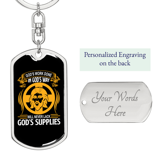 Done In God'S Way Keychain Stainless Steel or 18k Gold Dog Tag Keyring-Express Your Love Gifts