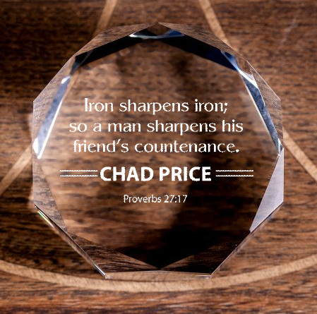 Proverbs 27:17 Iron Sharpens Iron Octagonal Crystal Puck Personalized Christian Gift-Express Your Love Gifts