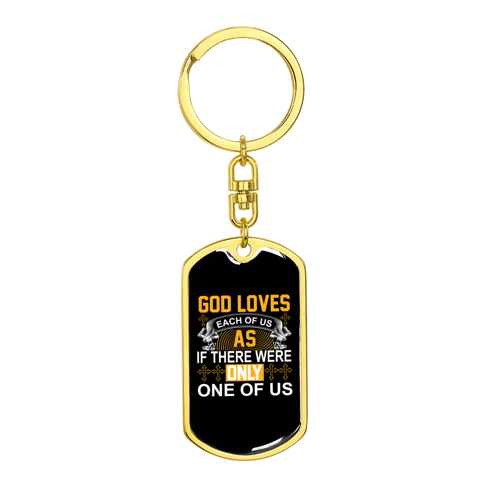 Each Of Us Stainless Steel or 18k Gold Premium Swivel Dog Tag Keychain