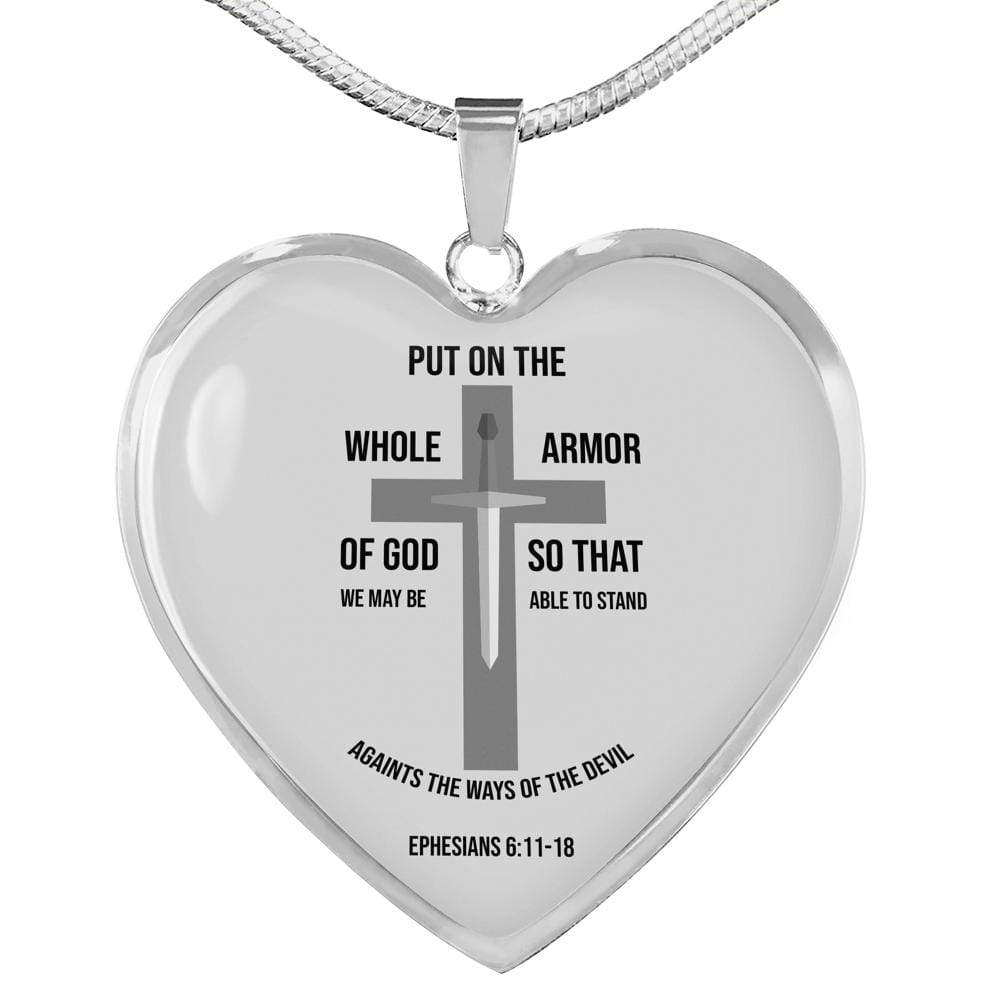 Ephesians 6:1118 Necklace Stainless Steel or 18k Gold Heart Pendant 18-22"